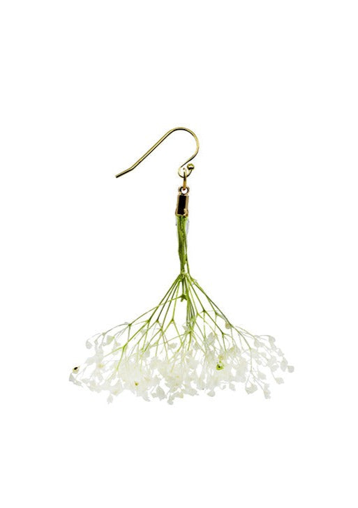 Resin Coated Bouquet of Ivory Baby's Breath on a French Hook Earring