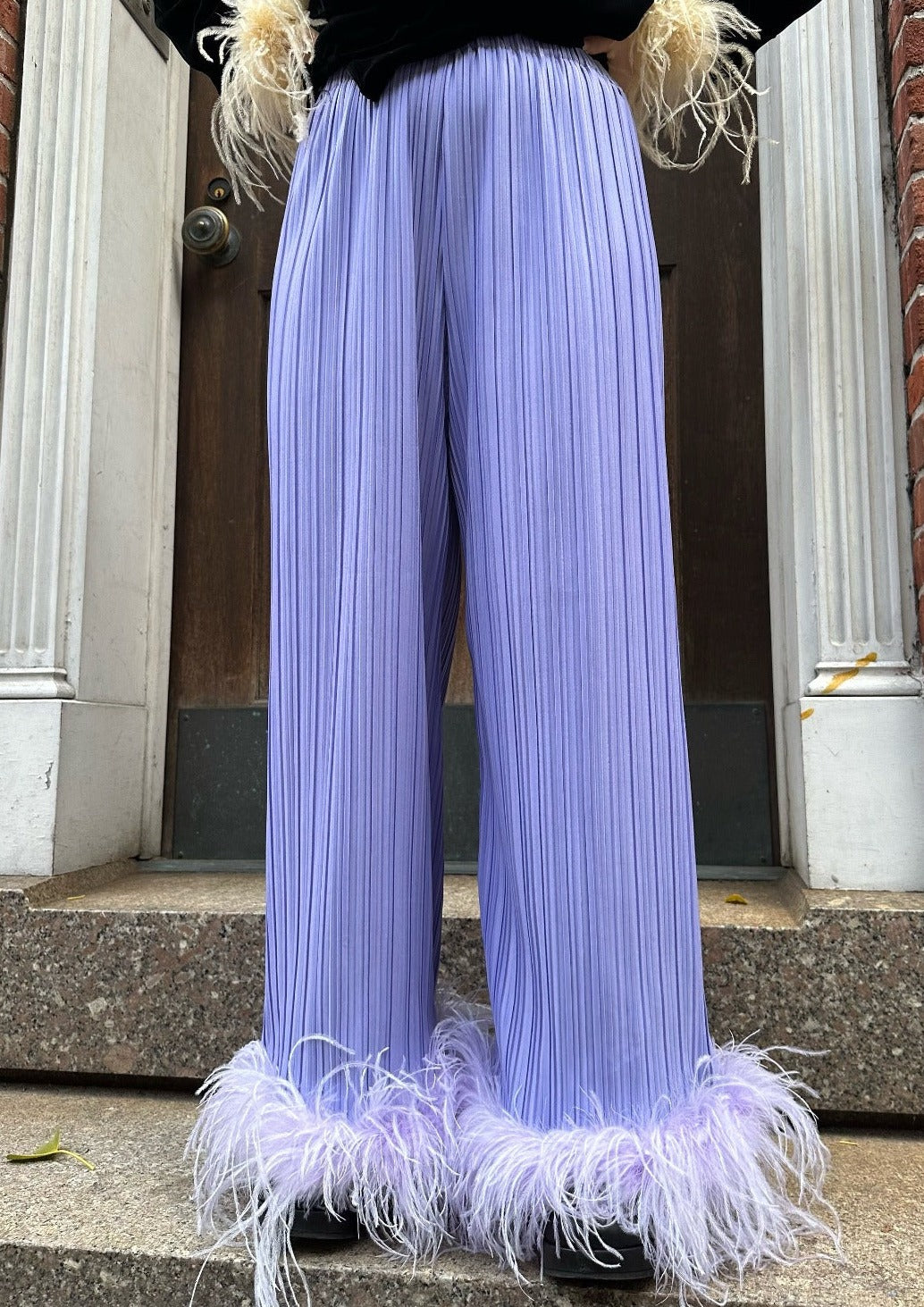 Zara Lilac Pleated Wide Leg Palazzo Trousers Pants Size XS